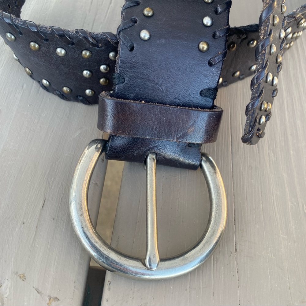 Genuine Leather Belt 2" – Women's Dark Mocha Brown – Heavy Silver Buckle – MED - Picture 2 of 10